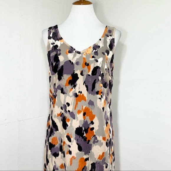 SOLD-Cabi Velvet Watercolor High-Low Slip Dress - Picture 3 of 13